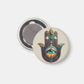 Gold Violet Teal Hamsa w/ Turquoise Third Eye Magnet (Vorderseite/Rückseite)