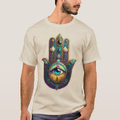 Gold Violet Teal Hamsa w/ Turquoise Third Eye T-Shirt (Vorderseite)