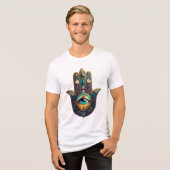 Gold Violet Teal Hamsa w/ Turquoise Third Eye Tri-Blend Shirt (Vorderseite voll)