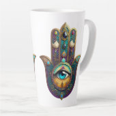 Gold Violet Teal w/ Turquoise Third Eye Hamsa Milchtasse (Rechte Ecke)