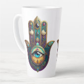 Gold Violet Teal w/ Turquoise Third Eye Hamsa Milchtasse (Linke Ecke)