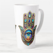 Gold Violet Turquoise Hamsa w/ Sapphire Third Eye Milchtasse (Rechte Ecke)