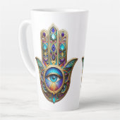 Gold Violet Turquoise Hamsa w/ Sapphire Third Eye Milchtasse (Linke Ecke)