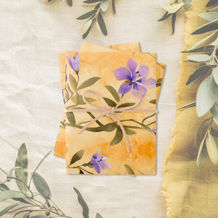 Gold Violets Floral 50. Hochzeitstag Geschenkpapier Set