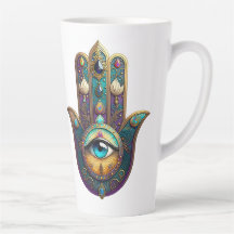 Gold Violett Türkis Hamsa mit Türkis Drittes Auge