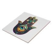 Gold Violett Türkis Hamsa mit Turquoise Third Eye Fliese (Seite)