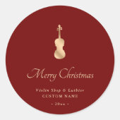 Gold Violin Luthier Elegant Merry Christmas Runder Aufkleber (Vorderseite)
