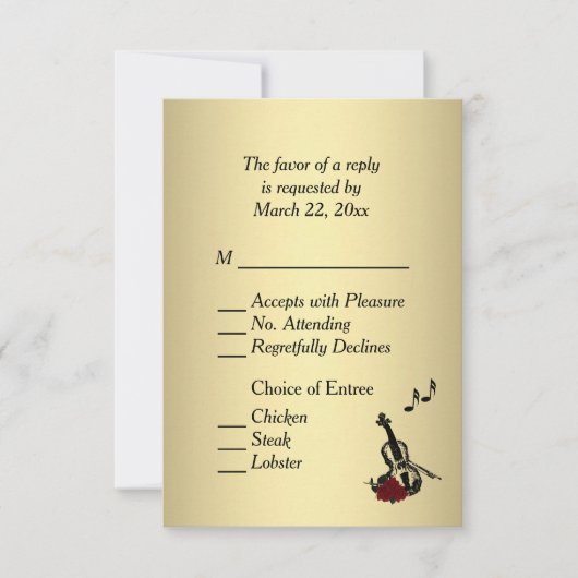 Gold Violin Music UAWG mit Entree Choice RSVP Karte (Vorderseite)