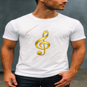 Gold-Violin-Schlüssel-Shirt – Eleganter Musikstil T-Shirt