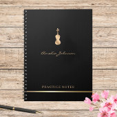 Gold Violin Viola Elegantes Drehbuch Stilvoller Mu Notizblock