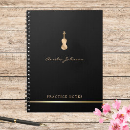 Gold Violin Viola Elegantes Drehbuch Stilvoller Mu Notizblock