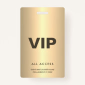 Gold VIP All Access Event Concept Match Party QR Ausweis (Vorderseite)