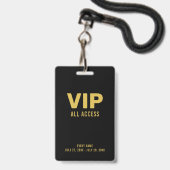 Gold VIP All Access Pass Event ID Abzeichen Ausweis (Vorderseite mit Lanyard)