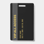 Gold VIP All Access Pass Event ID Abzeichen Ausweis (Rückseite)