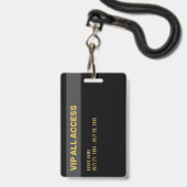 Gold VIP All Access Pass Event ID Abzeichen Ausweis (Rückseite mit Lanyard)