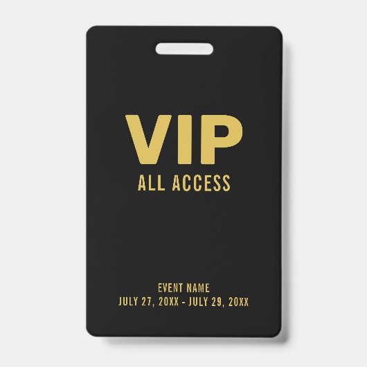 Gold VIP All Access Pass Event ID Abzeichen Ausweis (Vorderseite)