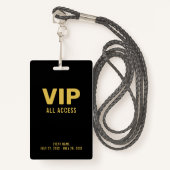 Gold VIP All Access Pass Event ID Abzeichen Ausweis (Vorderseite mit Schlüsselband)