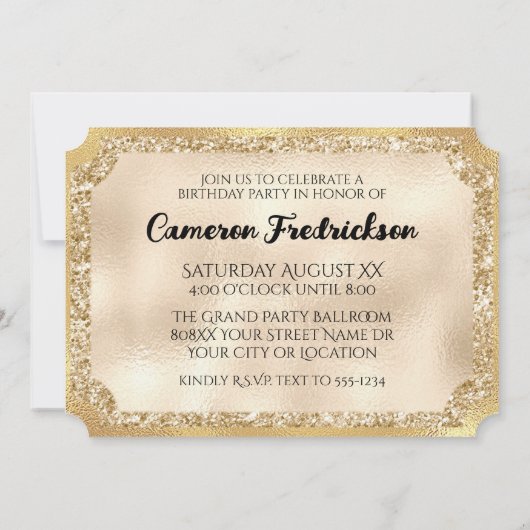 Gold VIP Event Ticket Einladung (Rückseite)