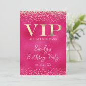 Gold-VIP für Hot-Pink-Veranstaltungen oder Party Einladung (Stehend Vorderseite)