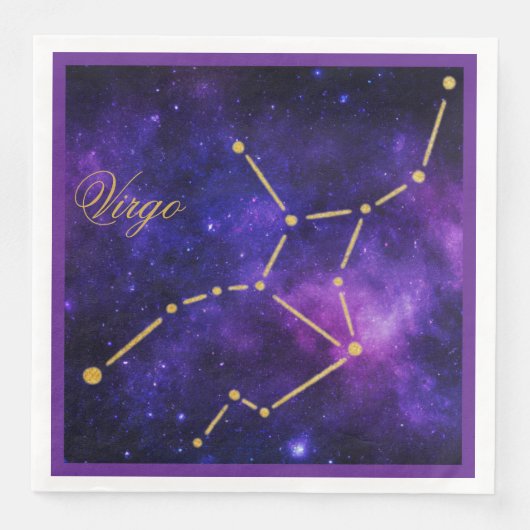 Gold-Virgo-Sternbild auf der dunklen Galaxie | Serviette (Vorderseite)
