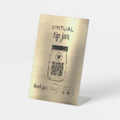 Gold Virtual Tipp Jar QR-Logo Weiß Sockelschild (Vorderseite)