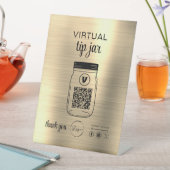 Gold Virtual Tipp Jar QR-Logo Weiß Sockelschild (In Situ)