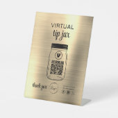 Gold Virtual Tipp Jar QR-Logo Weiß Sockelschild (Vorderseite)