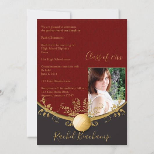 Gold Volleyball Abschluss Ankündigung (Vorderseite)