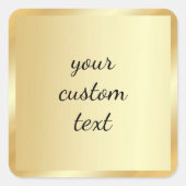Gold Vorlage Ihr benutzerdefinierter Text Schrift  Quadratischer Aufkleber (Vorderseite)