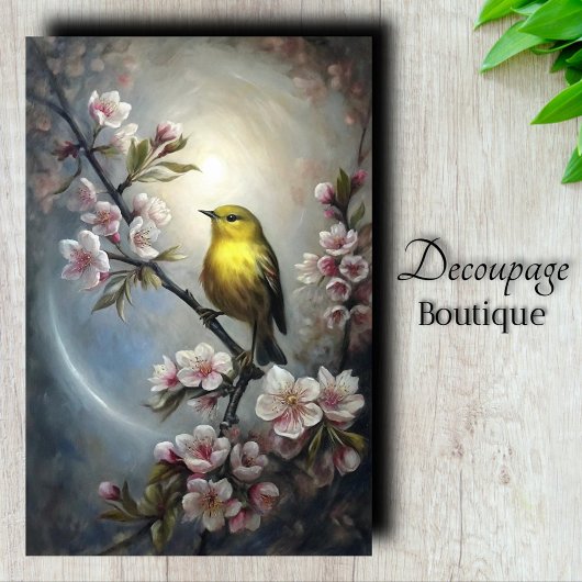 Gold-Waldsänger-Vogel-Dekupage Seidenpapier