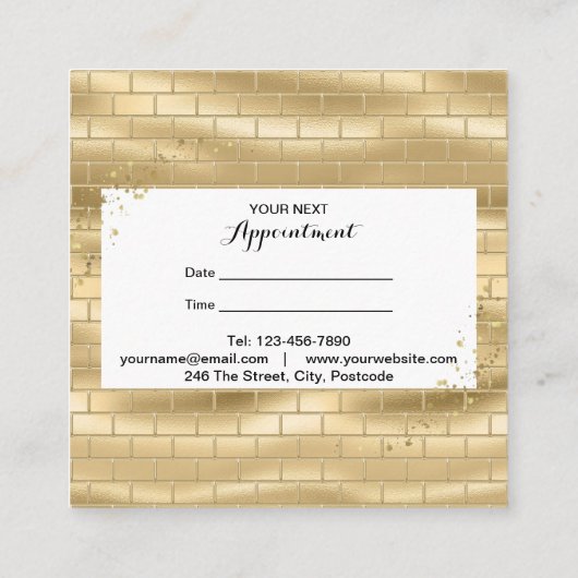 Gold Wall Hair Stylist Terminationskarte Messy Bun Terminkarte (Rückseite)