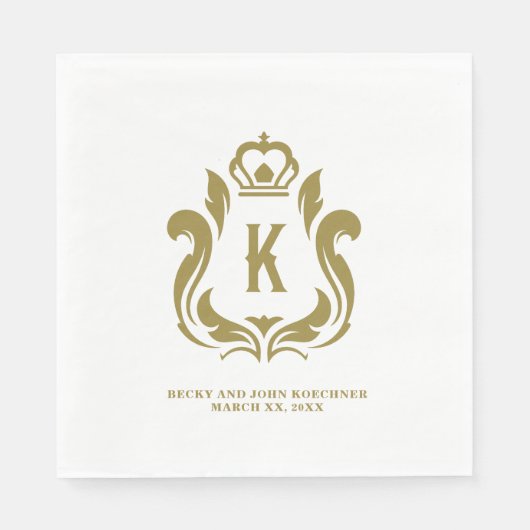 Gold Wappen K Initial Serviette (Vorderseite)