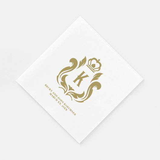 Gold Wappen K Initial Serviette (Ecke)
