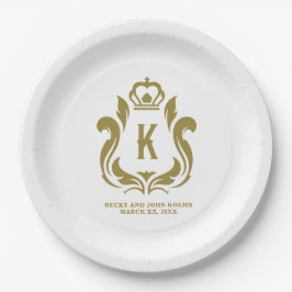 Gold Wappen K Monogram Pappteller