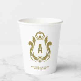 Gold Wappen Mit Monogramm Pappbecher