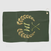 Gold Wappen Personalisiert Monogram Golfhandtuch (Horizontal)