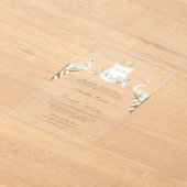 Gold Wappen Royal Indian White Peacock Wedding Acryleinladungen (Ablage )