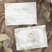 Gold Wappen Royal Indian White Peacock Wedding RSVP Karte