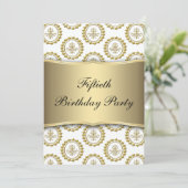 Gold Wappen White Elegant 50. Geburtstag Einladung (Stehend Vorderseite)