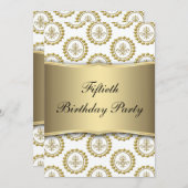 Gold Wappen White Elegant 50. Geburtstag Einladung (Vorne/Hinten)