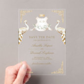 Gold Wappen White Peacock Wedding Save the Date Acryleinladungen (Insitu (Handheld))