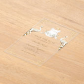 Gold Wappen White Peacock Wedding Save the Date Acryleinladungen (Ablage )