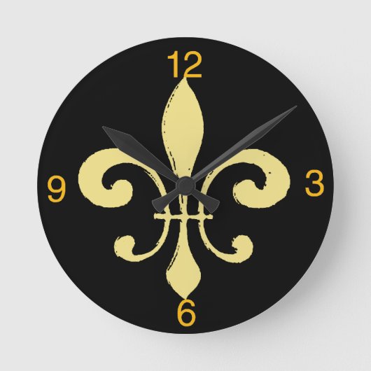 Gold Washout Lilie, Name hinzufügen Runde Wanduhr (Vorderseite)