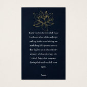 GOLD WASSER LILY FLORAL MEMORIRAL FOTO PRAYER CARD (Rückseite)