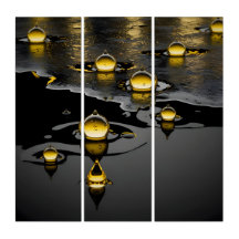 Gold Wasserfarbe Dropdown-Splash auf schwarz | HD
