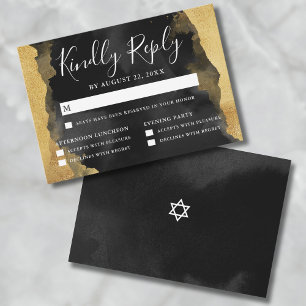 Gold Wasserfarbe Mitzvah Antwortkarte RSVP Karte
