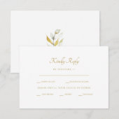 Gold Wasserfarben Stechpalme Weißes Abendessen Opt RSVP Karte (Vorne/Hinten)