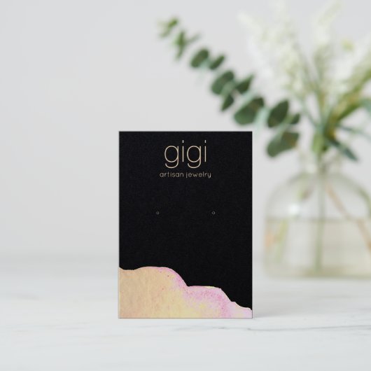 Gold Watercolor Abstrakt Earring Display Holder Visitenkarte (Stehend Vorderseite)