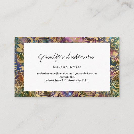 Gold watercolor and nebula mandala terminkarte (Rückseite)