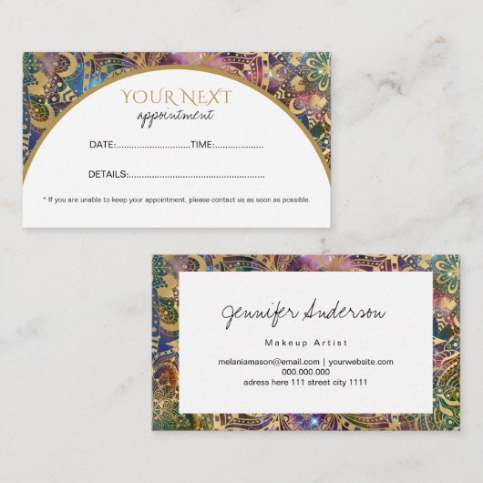 Gold watercolor and nebula mandala terminkarte (Vorne/Hinten)